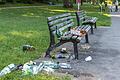 Am Würzburger Mainufer in der Sanderau türmte sich am Sonntagmorgen an vielen Stellen der Müll.