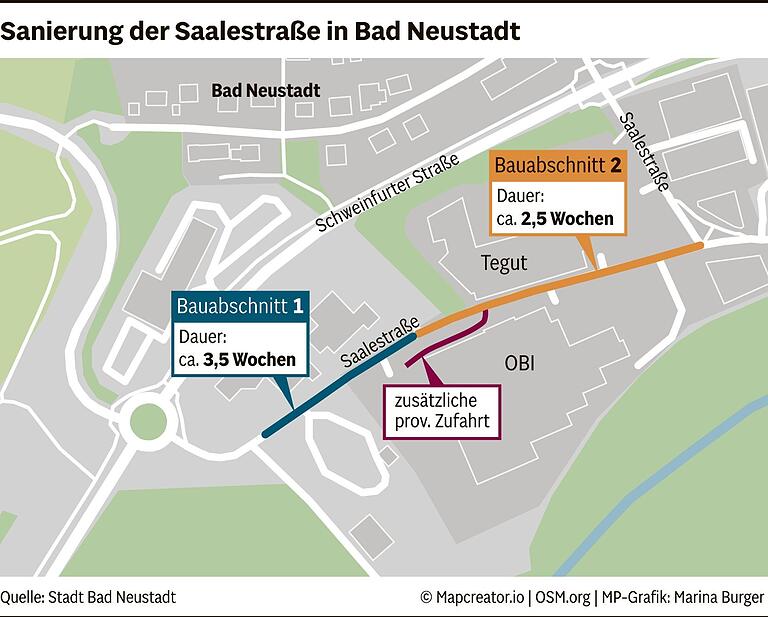 Schlaglöcher adé: Bad Neustadt saniert ab Montag seinen viel frequentierten Stadteingang Saalestraße Schlaglöcher adé: Bad Neustadt saniert ab Montag seinen viel frequentierten Stadteingang Saalestraße