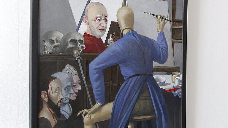 Die Gliederpuppe als Künstler, er selbst hinter der Maske. Die Gliederpuppe als Künstler, er selbst hinter der Maske.