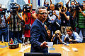 Vor der Befragung: Bundesverteidigungsminister Thomas de Maiziere bei der Sitzung des Drohnen-Untersuchungsausschusses.
