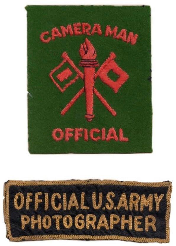 Diese Aufnäher auf seiner Uniform wiesen Joseph Dieves als Kameramann der amerikanischen Armee aus.
