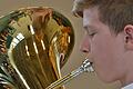 Kilian Tully mit Tenorhorn beim Preisträgerkonzert im Orgelsaal der Berufsfachschule für Musik in Bad Königshofen.
