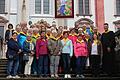 Die Pilgergruppe aus Stadtlauringen vor der Wallfahrtsbasilika im österreichischen Mariazell.