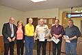 Ehrungen bei der Eigenheimervereinigung Madenhausen (von links): Landesvorstandsmitglied Georg Grembler, 2. Vorsitzende Sieglinde Golinske, Vorsitzender Karl-Heinz Färber, Gerhard Kamusin, Günter Zschocke und Gert Lesin.