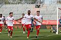 Torschütze zum 2:1: Saliou Sané (Mitte) jubelt mit Fabrice Montcheu, Dominik Meisel, Daniel Hägele und Marius Wegmann (von links).