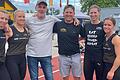 Die erfolgreiche 4-x-100-Meter-Staffel der LG Main-Spessart: (von links) Viviane Heilmann, Maria Heuft, Trainer Bernhard Schäfers und Matthias Heuft, Johanna Büchs und Sina Stein.