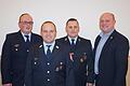 Die neue Oberweißenbrunner Feuerwehrführung (von links): Patrick Vorndran (stellvertretender Kommandant), Tobias Schneider (Kommandant), Florian Stary (Vorsitzender) und als Gratulanten Bischofsheims Bürgermeister Georg Seiffert.