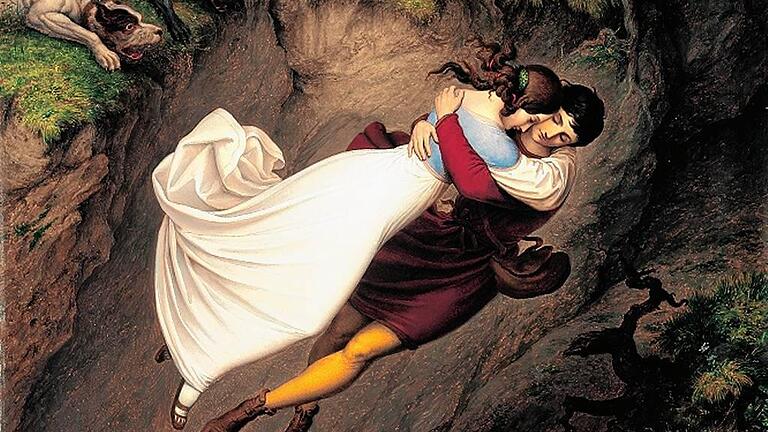 Ludwig Ferdinand Schnorr von Carolsfeld: Sturz vom Felsen, 1833. Ludwig Ferdinand Schnorr von Carolsfeld: Sturz vom Felsen, 1833.