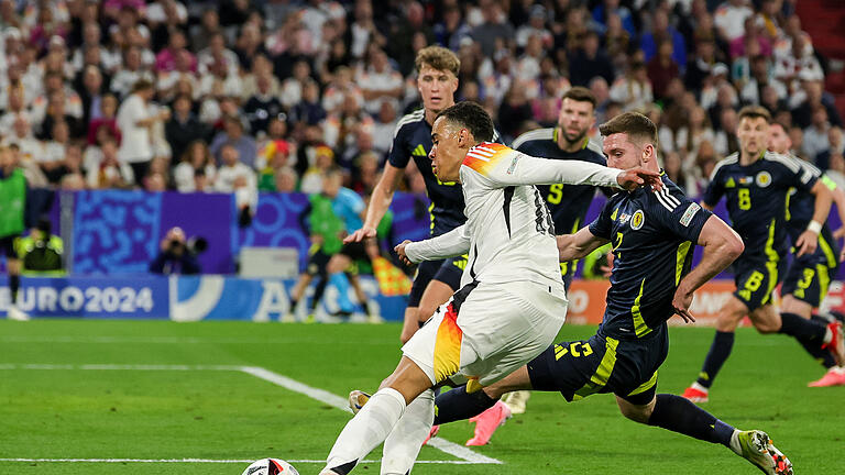 Euro2024: Deutschland-Schottland.jpeg - Jamal Musiala machte das 2:0 gegen Schottland beim Auftakt der Fußball-EM. Euro2024: Deutschland-Schottland.jpeg - Jamal Musiala machte das 2:0 gegen Schottland beim Auftakt der Fußball-EM.