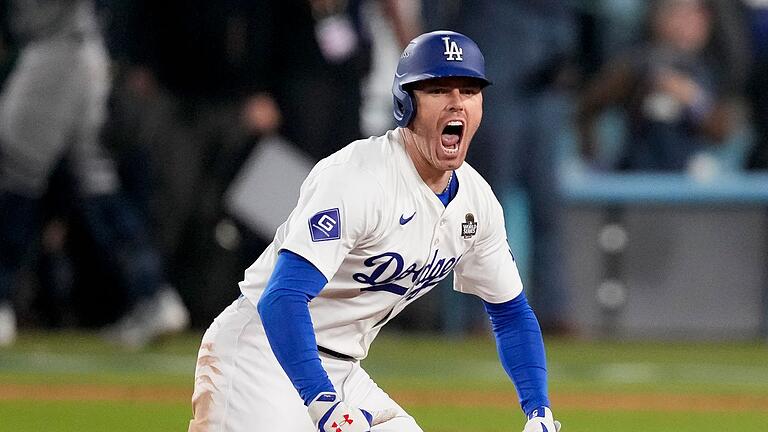 Los Angeles Dodgers - New York Yankees       -  Freddie Freeman jubelt über seinen Homerun.
