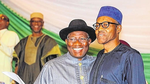 Nigerias Noch-Präsident und sein Nachfolger: Goodluck Jonathan (links) und Muhammudu Buhari