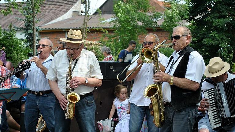 Legten sich voll ins Zeug: Die Promiband spielte alte Schlager und Volkslieder zum Mitsingen.