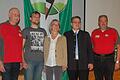 Gruppenfoto bei der Herbst-Vertreterversammlung des Spessartbundes in Bergrothenfels (von links):&nbsp; Vorstandssprecher Helmut Schuster (Vorstand Wege), der neugewählten Vorstand Outdoor/Wandern, Michael Schäfer mit Vorgängerin Michaela Orth, Spessartbund-Präsident, Staatsminister a.D. Winfried Bausback, und der künftige Vorstandssprecher Wolfgang Beyer (Vorstand Kultur/Archäologie).