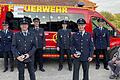 Ehrungen bei der Feuerwehr Eßleben: (von links) zweiter Kommandant Wolfgang Saam, Andreas Kömm (25 Jahre aktiv), erster Kommandant Winfried Keller, stellvertretender Vorsitzender Dieter Sauer, Christian Pfister (25 Jahre aktiv), erster Vorsitzender Günter Löber und ehemalige Kommandant Oswald Oestreicher.
