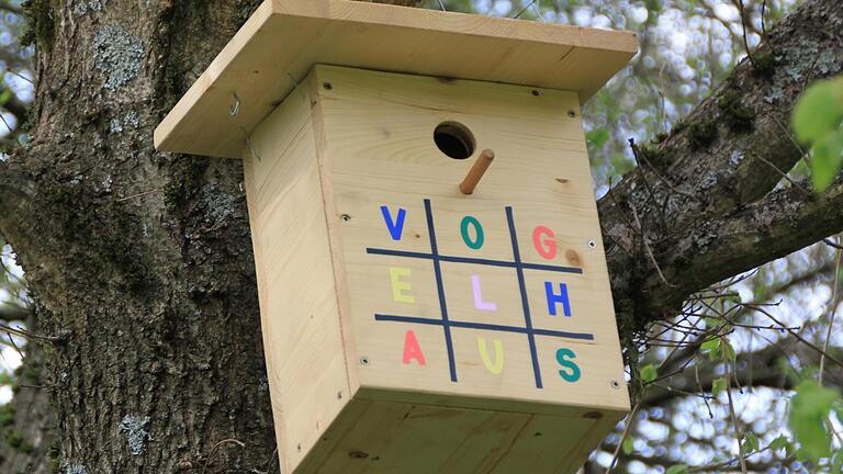Ein Vogelhaus mit bunten Buchstaben wurde für die Escape-Tour am Wanderweg Thulbataler angebracht. - Ein Vogelhaus mit bunten Buchstaben wurde für die Escape-Tour am Wanderweg Thulbataler angebracht. Ein Vogelhaus mit bunten Buchstaben wurde für die Escape-Tour am Wanderweg Thulbataler angebracht. - Ein Vogelhaus mit bunten Buchstaben wurde für die Escape-Tour am Wanderweg Thulbataler angebracht.