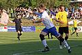 Jawoll! Marius Braun bejubelt den Führungstreffer und am Ende einzigen Treffer im Relegationshinspiel für seine SG Stadtlauringen/Ballingshausen auswärts gegen den SV Stammheim.