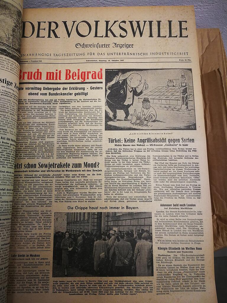 Zeitungsausschnitt 'Volkswille' aus dem Jahr 1957 über die Pandemie 'Asiatische Grippe'