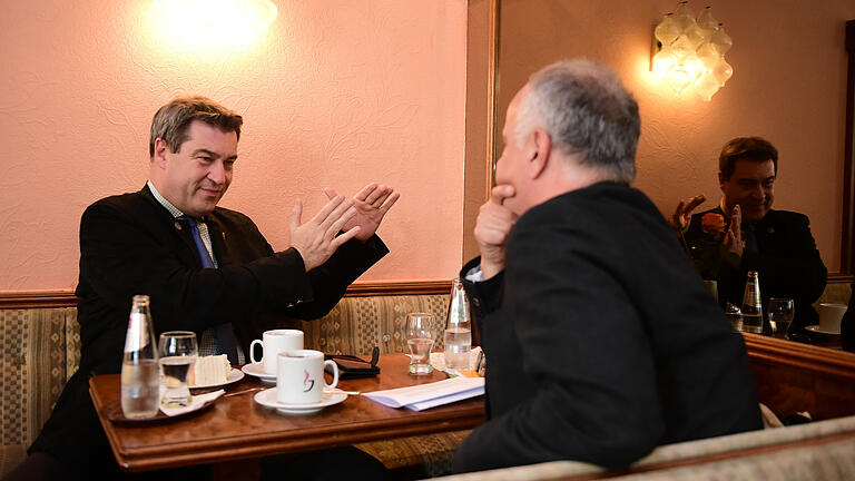 Markus Söder (links) im Interview mit Main-Post-Redakteur Michael Czygan