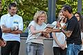 Ausgezeichnet als Fair-Trade-Schule: (von links) Schulleiter Christian Conradi, Landrat Thomas Schiebel, Julia Brehm (Leitung Arbeitskreis Fair-Trade-Schule), George Levy Meister (Verein Transfer Köln).