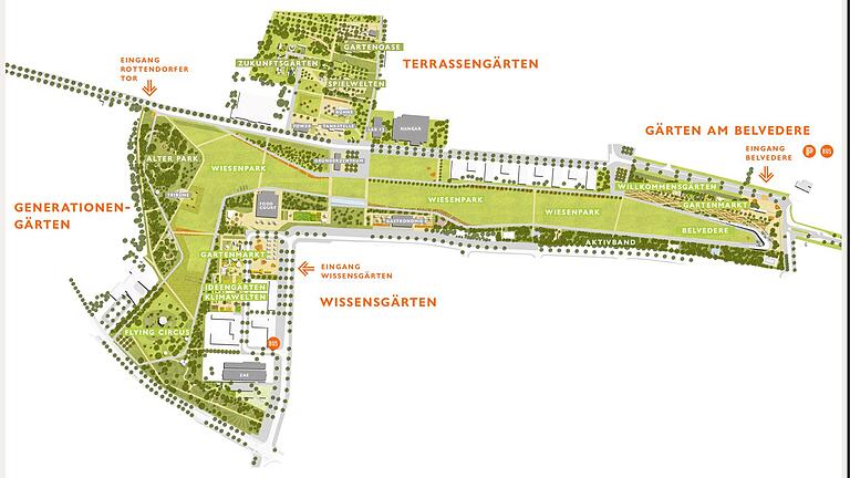 Plan der Bayerischen Landesgartenschau 2018 in Würzburg Foto: LGS Gmbh Plan der Bayerischen Landesgartenschau 2018 in Würzburg Foto: LGS Gmbh