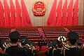 Ende des chinesischen Volkskongresses.jpeg       -  Die Kapelle der Volksbefreiungsarmee steht im Plenarsaal der großen Halle des Volkes. Hier werden auch westliche Staatsgäste empfangen.