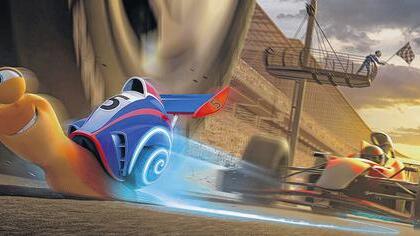 Mit Supergeschwindigkeit: Die kleine Schnecke tritt beim legendären Autorennen Indy 500 an (Szene aus &bdquo;Turbo&ldquo;).