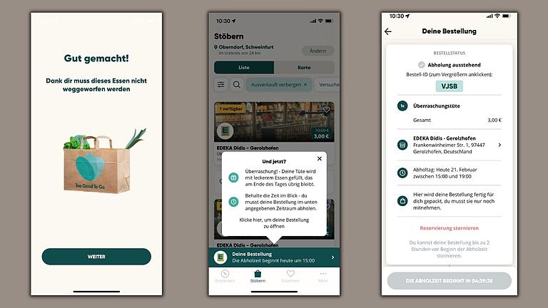 Lebensmittel retten dauert nicht lange. Mit wenigen Klicks lassen sich Magic Bags in der App 'Too Good To Go' reservieren und bezahlen.