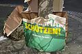Eines der vielen beschädigten und zerstörten Wahlplakate von Bündnis 90/Die Grünen in Reichenberg.
