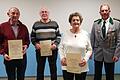 Für 50- beziehungsweise  60 Jahre Mitgliedschaft  im Schützenverein Reiterswiesen wurden (von links) Paul Weber (50), Roland Stürmer (60)  und Herta  Schönheit (50) geehrt. Es gratulierte  1. Schützenmeister Arno  Röder. Foto: Burkhard Voll       -  Für 50- beziehungsweise  60 Jahre Mitgliedschaft  im Schützenverein Reiterswiesen wurden (von links) Paul Weber (50), Roland Stürmer (60)  und Herta  Schönheit (50) geehrt. Es gratulierte  1. Schützenmeister Arno  Röder. Foto: Burkhard Voll