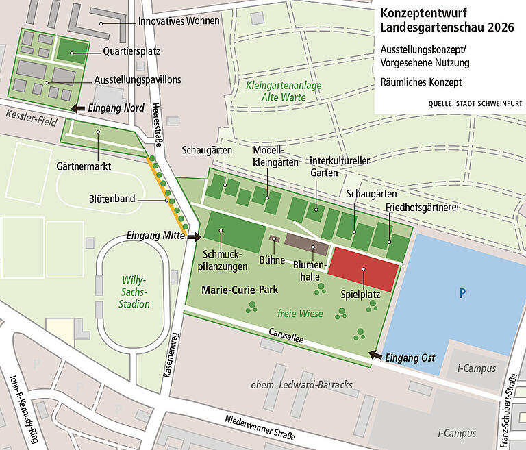 Die Planung für die Landesgartenschau in der Ledward Kaserne und am Kessler Field.