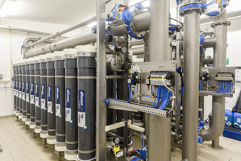 Eine Ultrafiltrationsanlage im Wasserwerk Schwebberg der Wasserwerke Lohr am Main.