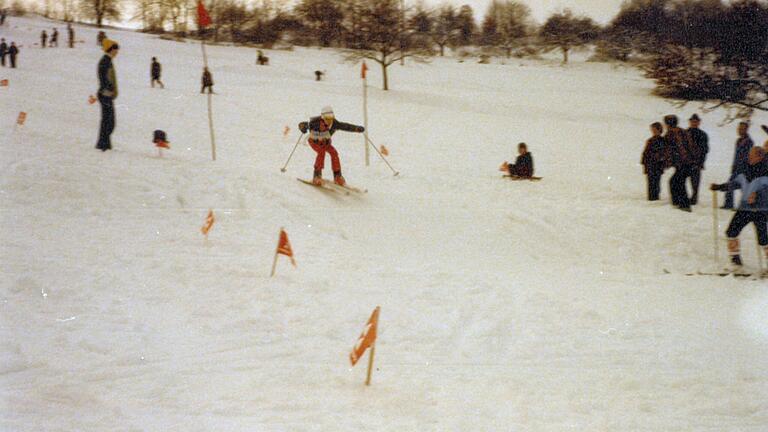 1981: Skirennen auf der Piste am Dirmbachlift.