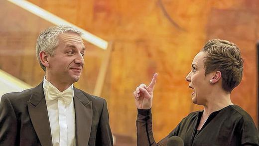 Marlene persönlich: Anja Gutgesell und Klaus Feldner, hier bei einem Auftritt im Theater.