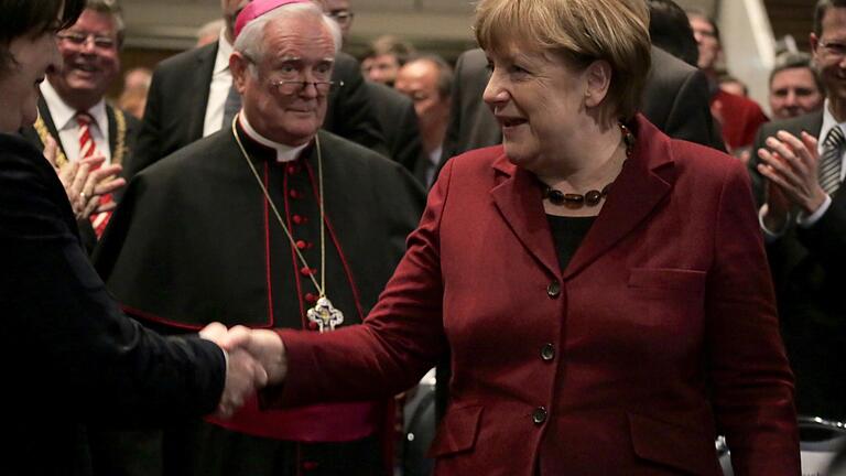 Besuch von Angela Merkel im Congress Centrum Würzburg beim Diözesanempfang.