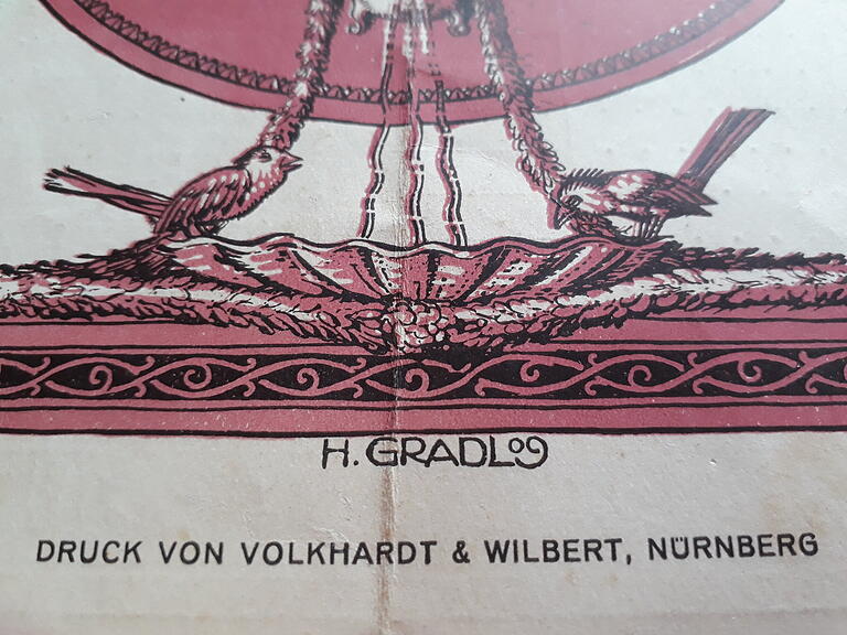 Die Signatur des Künstlers führt zu dem späteren Kunst-Professor und Landschaftsmaler Hermann Gradl.