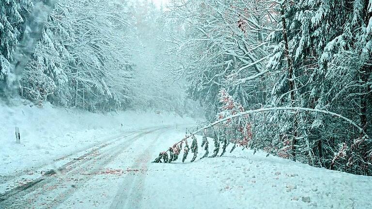 Winterliche Straßenverhältnisse und umgestürzte Bäume machten im Landkreis Bad Kissingen Autofahrern und Helfern zu schaffen.