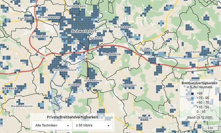Der Breitband-Atlas gibt an, wieviel Prozent der Haushalte in einem bestimmten Quadrat welche Breitbandverfügbarkeit haben. Der Breitband-Atlas gibt an, wieviel Prozent der Haushalte in einem bestimmten Quadrat welche Breitbandverfügbarkeit haben.