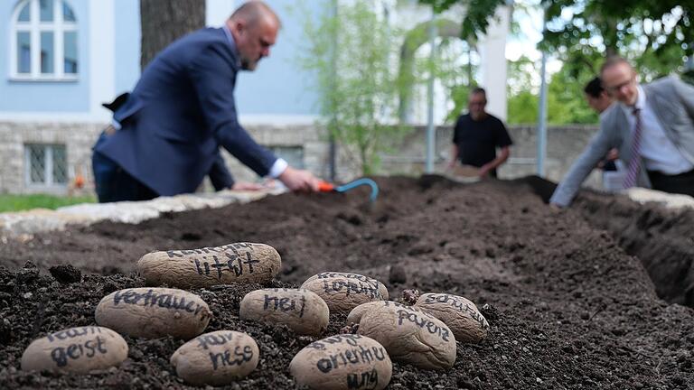 Das Landratsamt möchte mit dem Wertebündnis die werteorientierte Unternehmensführung in der Region stärken. Im Mai haben symbolisch dafür Führungskräfte des Landratsamtes auf Kartoffeln notierten Werte in den neuen WERTEGarten des Landratsamtes gepflanzt. Das Landratsamt möchte mit dem Wertebündnis die werteorientierte Unternehmensführung in der Region stärken. Im Mai haben symbolisch dafür Führungskräfte des Landratsamtes auf Kartoffeln notierten Werte in den neuen WERTEGarten des Landratsamtes gepflanzt.