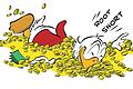Eigentlich kein Bad in Geld, sondern ein Bad in Erinnerungen. Da kann Dagobert Duck selig schlummern.Fotos: (c) 2017 Disney & Egmont Ehapa Media