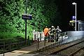 Rettungskräfte stehen am Bahnsteig in Kleinheubach.&nbsp;