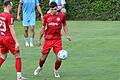 Ab ins Tor mit dem Ball: Max Grimm (Mitte) erzielte in der Nachspielzeit den Siegtreffer für den TSV Aubstadt (links Marco Nickel) im Spiel gegen Türkgücü München.