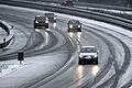 Winterwetter in Nordrhein-Westfalen       -  Schneematsch auf der A52 bei Gelsenkirchen. Vielerorts sind die Straßen infolge von gefrierendem Regen spiegelglatt.