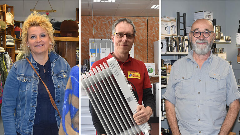 Berichten über das Kaufverhalten der Kunden aus Rhön-Grabfeld: (von links) Nicol Zirbs-Rapp, Inhaberin der Boutique 'Young People' in Ostheim, Jürgen Schwanzer aus Mellrichstadt, Inhaber der Firma Elektro-Schwanzer, Hans Georg Link, Chef des Sport- und Schuhgeschäftes Link in Mellrichstadt