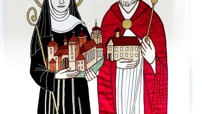 Die Selige Immina und Burkard der erste Bischof von Würzburg. (ehemalige Ausstellung in der Pfarrkirche Karlburg) Die Selige Immina und Burkard der erste Bischof von Würzburg. (ehemalige Ausstellung in der Pfarrkirche Karlburg)