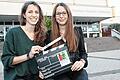 Die Eberner Gymnasiastinnen Charlotte Kühnel (links) und Leonie Kröner haben mit ihrem Beitrag beim Filmwettbewerb &bdquo;Jufinale&ldquo; in der Kategorie &bdquo;Originalität&ldquo; gesiegt.