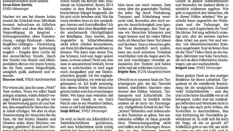 Leserbriefseite vom 22.2.18       -  Die Leserbriefseite vom 22.2.18 zu nur einem Thema. Kein luftleerer Raum also, auch nicht für einen kurzen Brief.