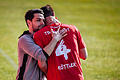 Gibt es für den TSV-Aubstadt (im Bild&nbsp; Trainer Victor Kleinhenz und Christian Köttler) heute wieder Grund zum Jubeln?