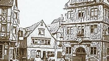 Die Altstadt Gemündens samt dem       -  Die Altstadt Gemündens samt dem
prächtigen Rathaus fiel bei
Kriegsende nahezu komplett in Schutt
und Asche. ARCHIV