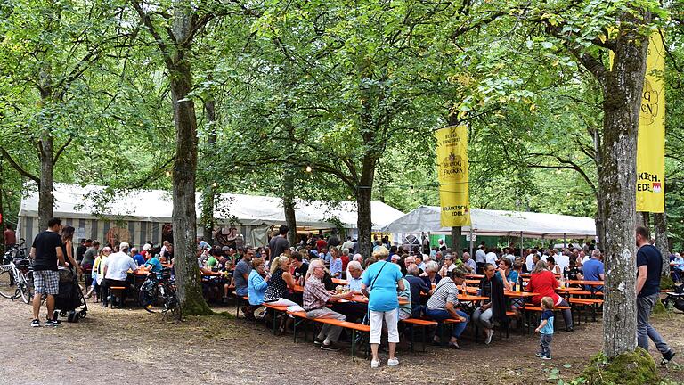 Idyllisch unter schattigen Lindenbäumen genossen zahlreiche Besucher das reichhaltige Angebot beim dreitägigen Waldfest der Reservistenkameradschaft Hausen.