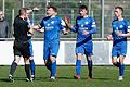 Große Aufregung beim FV 04 Würzburg nach dem Tor zum 0:1 (von links): David Drösler, Nico Wagner und Lukas Imgrund laufen auf den Schiedsrichter zu. Der FV 04 verliert durch dieses Tor in der Fußball-Bayernliga Nord sein Heimspiel gegen den TSV Abtswind.